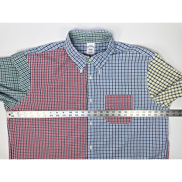 Brooks Brothers Mens XL Patchwork Check Button Down Shirt Multicolor Gingham - Picture 10 of 16